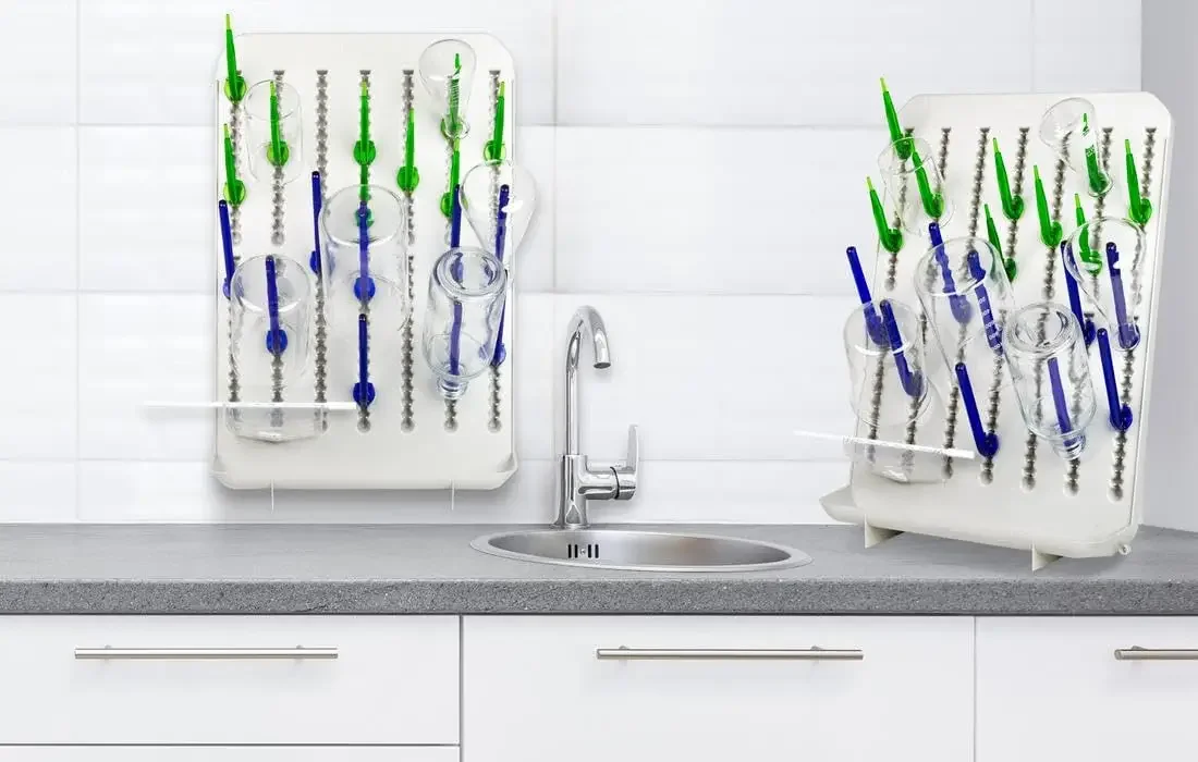Lab Drying Rack for Glassware, Includes 72 Removable Pegs with SureGrip Hooks, Durable Polystyrene Construction, Self-Standing o