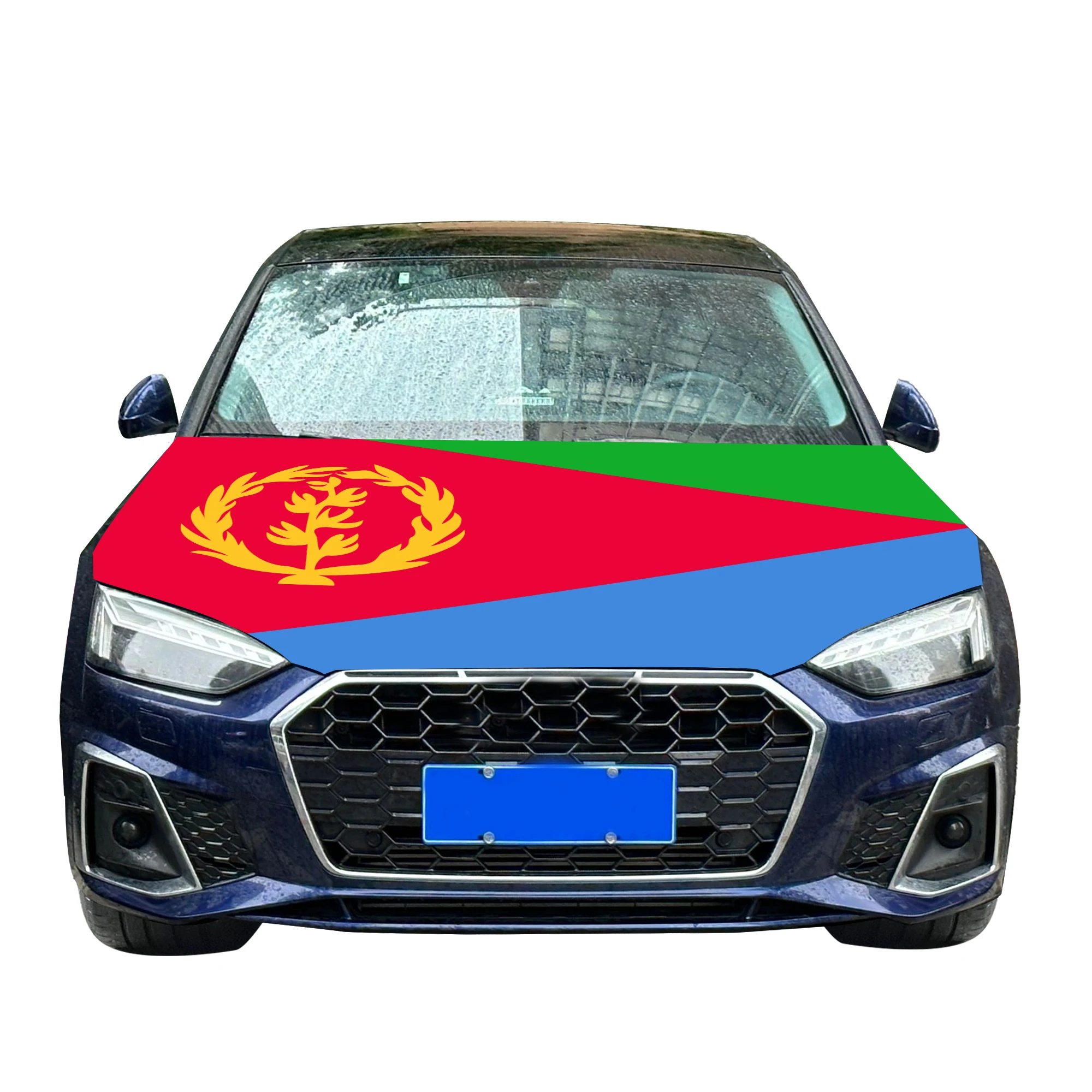 Eritrea Car Hood Cover Flag  Universal Size Elastic Polyester 120x150cm for Car Decor