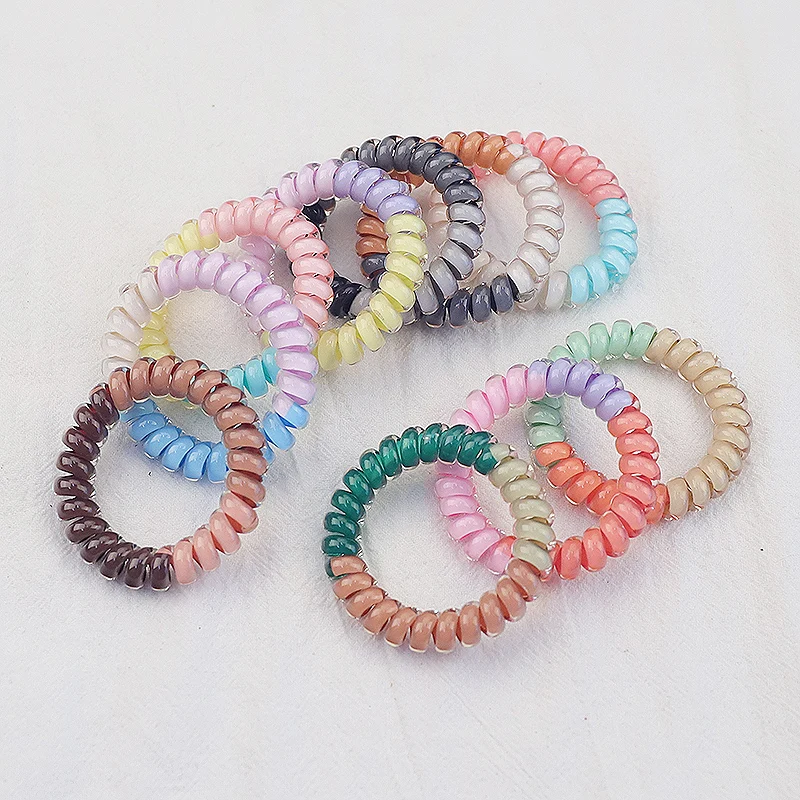 

5Pcs/Lot New 3 Colors Telephone Cord High Quality Women Elastic Hair Rubber Bands Girls Tie Gum Ponytail Accessories Headear