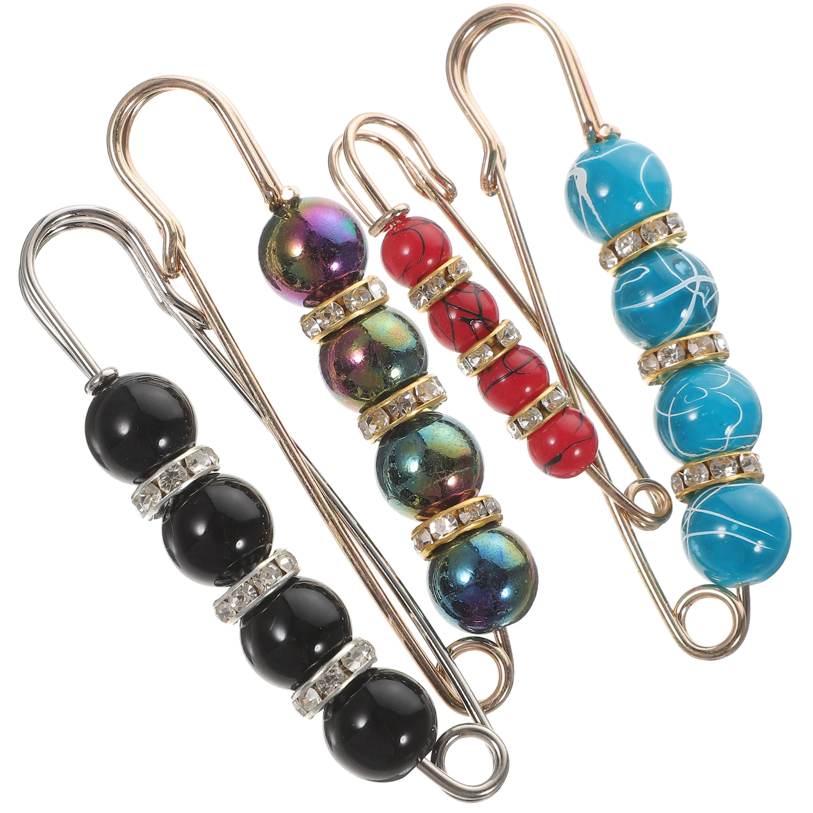 

4pcs Anti-emptied Safety Pin Fashion Brooches Clasps Clothing Decorative Reusable Pearls Women Pins Shawl Sweater Clips