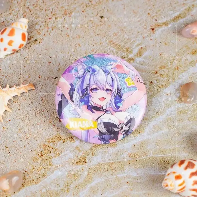 게임 Honkai Impact 3 코스프레 Kiana Bronya Raiden Mei 아크릴 스탠딩 플레이트 배지 레이저 티켓 장식품 컬렉션 선물