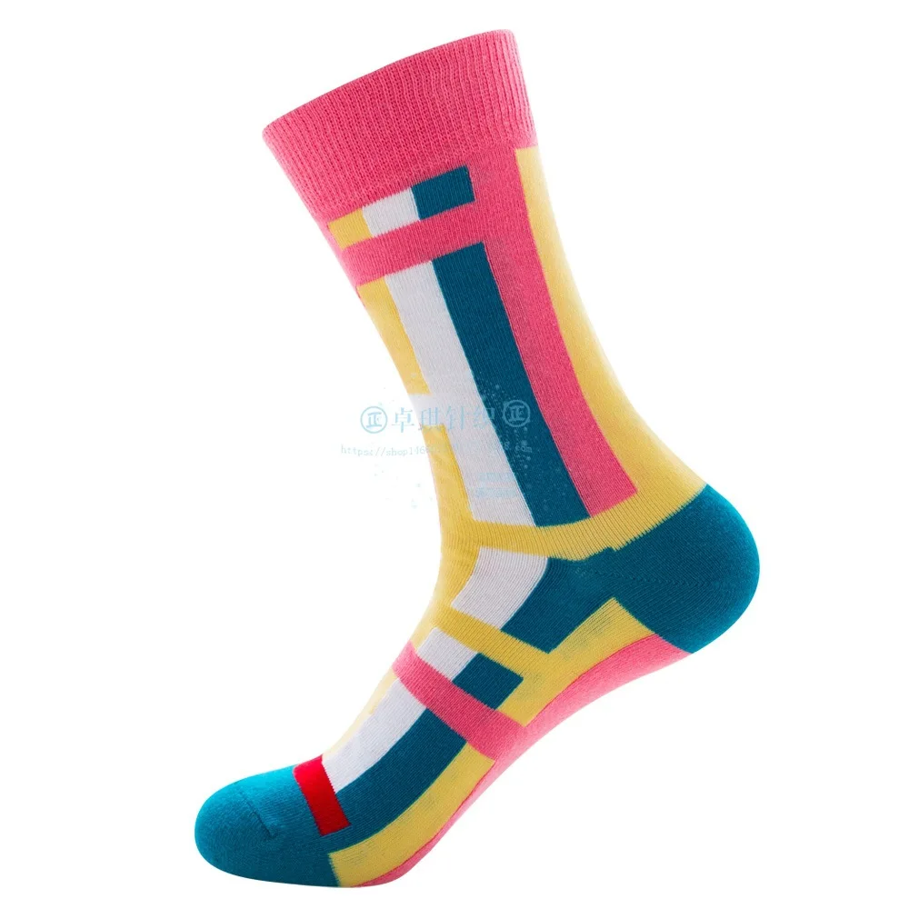 Red, yellow, Gray Grid, Luo Kou dark green vertical bar, pink vertical bar, blue vertical bar men and women socks  ZQ-002