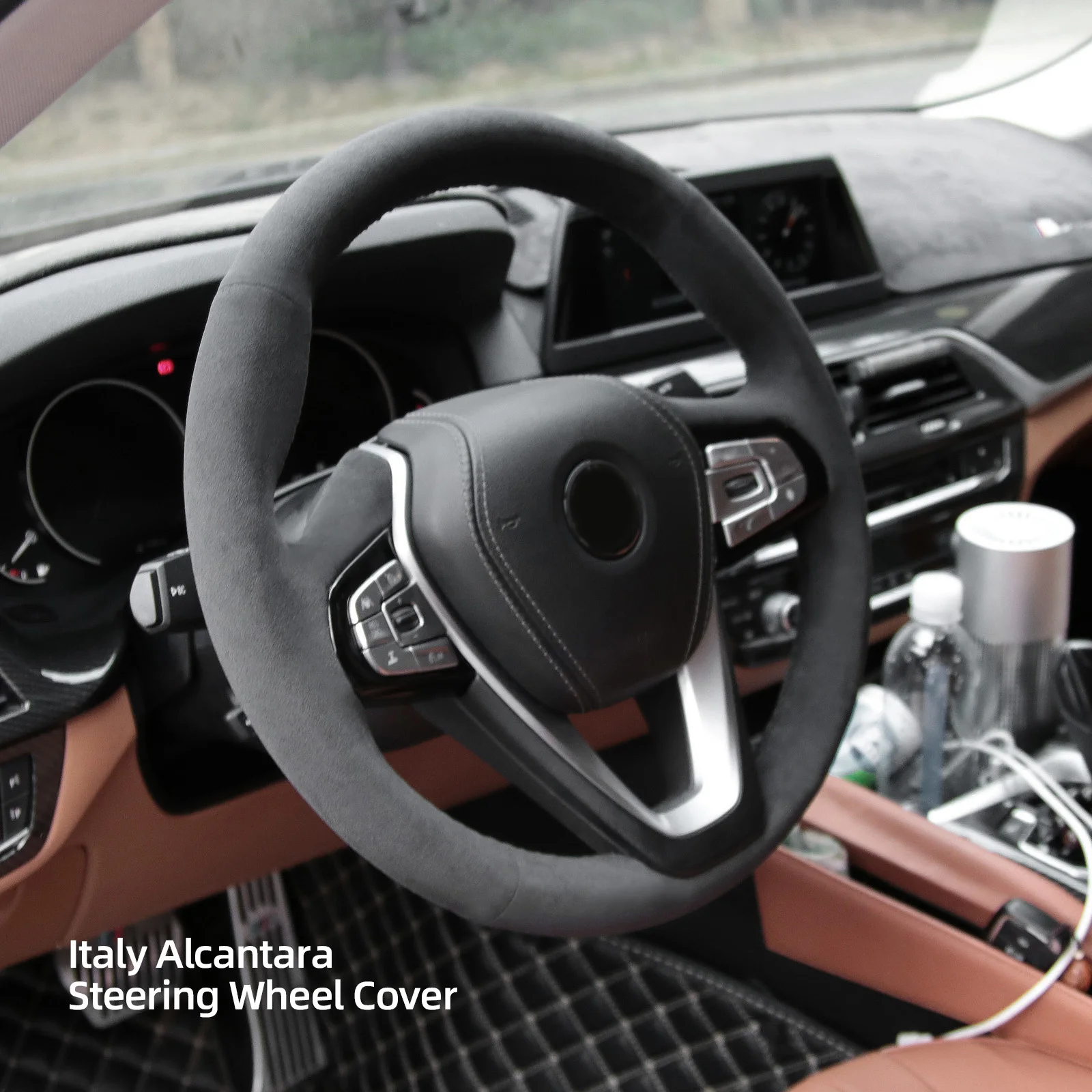 Alfanxi Hand Stitch Sewing Italy Alcantara Premium Suede Car Steering Wheel Cover Wrap for BMW 2 3 4 5 6 7 8 Series,ALPINA B7 XB