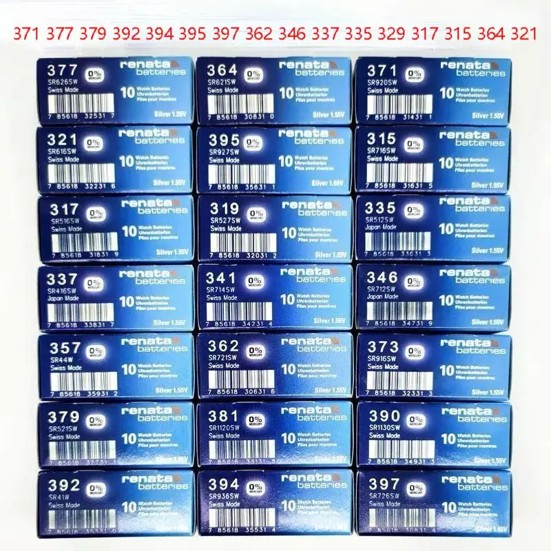 10PCS/LOT Watch Swiss Battery 371 377 379 392 394 395 397 362 346 337 335 329 317 315 364 321