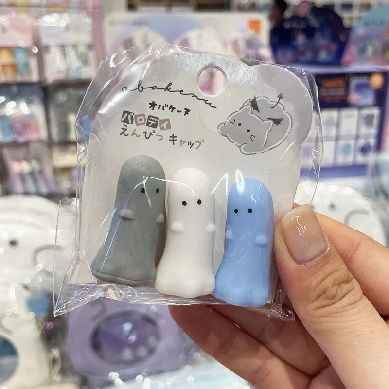 Cute Shockproof Pencil Caps Cartoon Ghost Ice Cream Shape Pencils Tip Protector Cover Pencils Extender Students Stationery Gifts