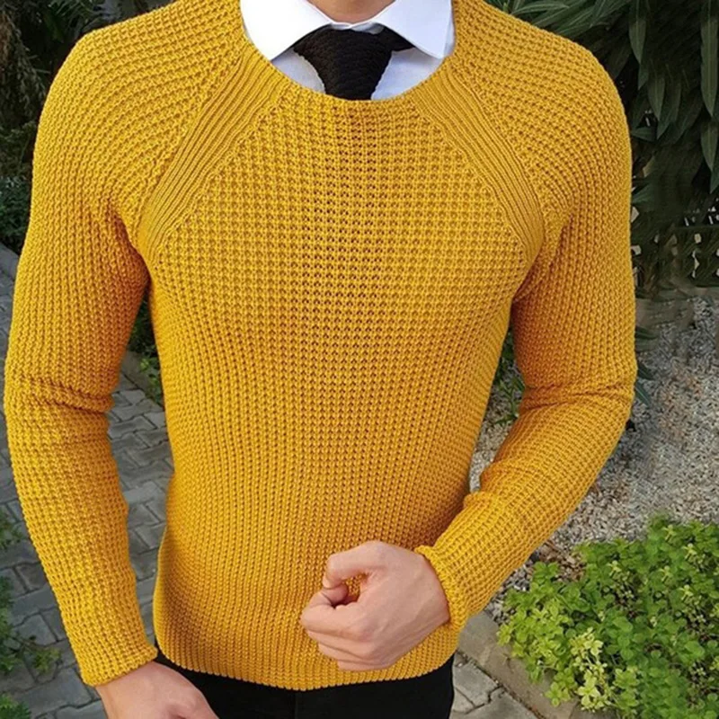 Men's Sweater Autumn And Winter New Round Neck Solid Color Fashion Simple Casual Large Size Sweater