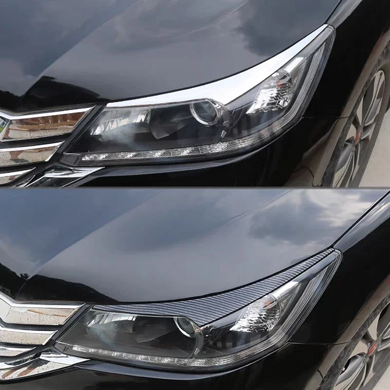 New! New！ For Honda Accord 9Th Gen 2014 2015 ABS Carbon Fiber Car Front Headlight Eyebrow Cover Trim Head Light Eyebrow Eyelid C