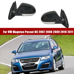 Car Side Mirror Black Assembly Power Heated Fold Turn Signal 7 10 14 Wires For VW Magotan Passat B6 2007 2008 2009 2010 2011