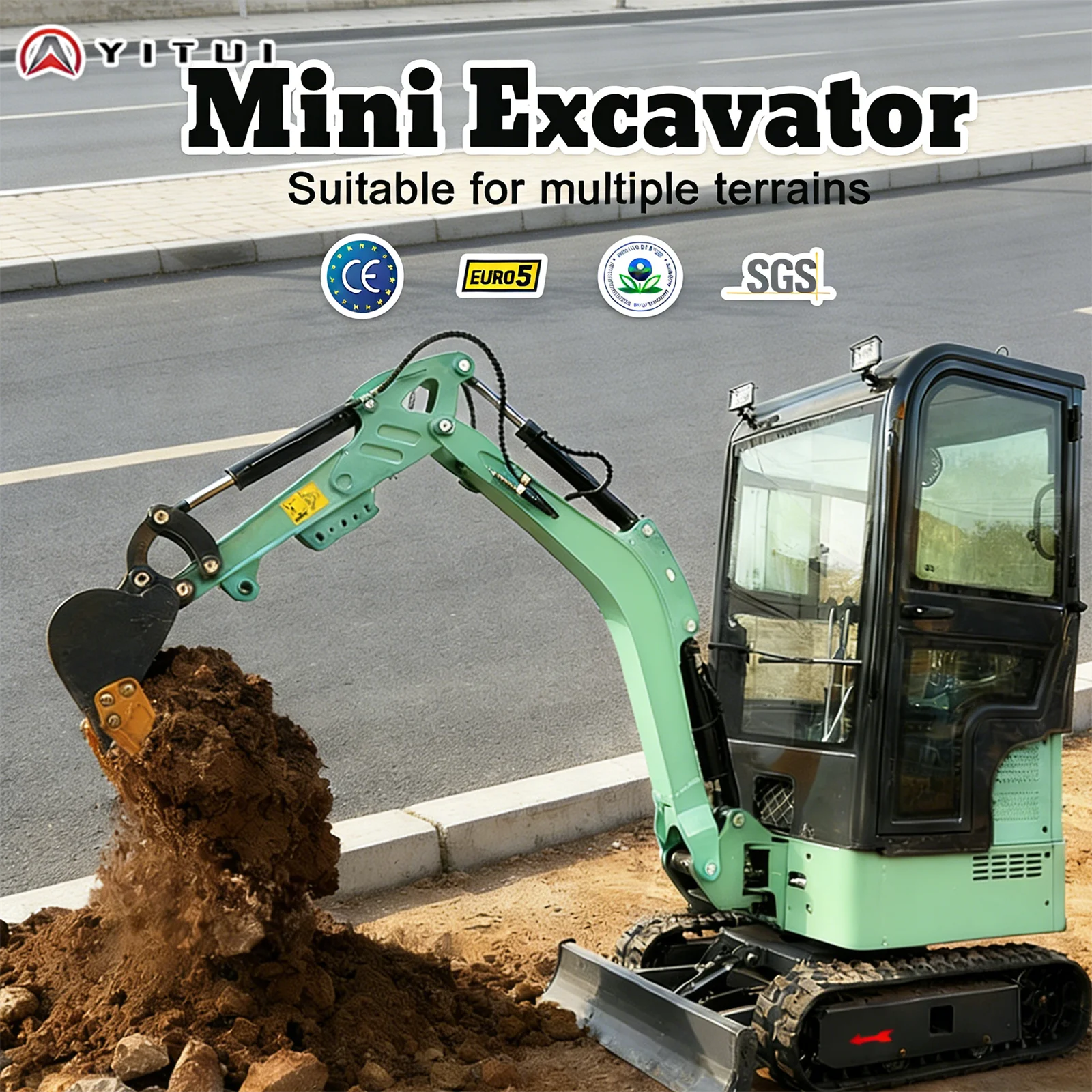 Factory Direct Sales Of 1.8 Tons Of Small Excavator Arm Side Swing Euro 5 Certified Family Cab Small Excavator Engine Customized