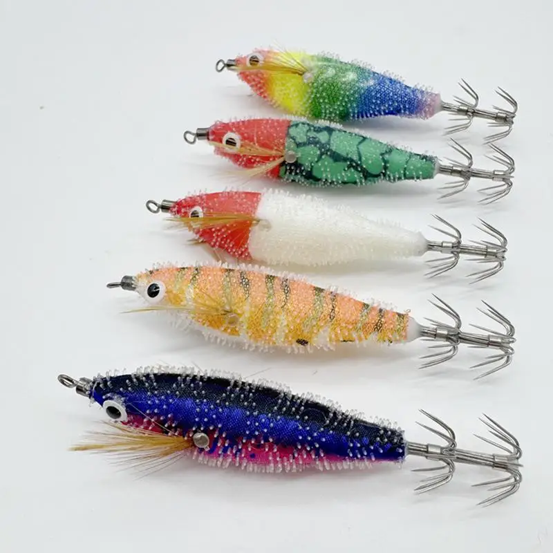 Squid Jigs Saltwater 3D Fishing Lure Hooks Glow in the Dark Animated Lure Squid Lures Shrimp Bait Deep Sea Night Fishing Lures