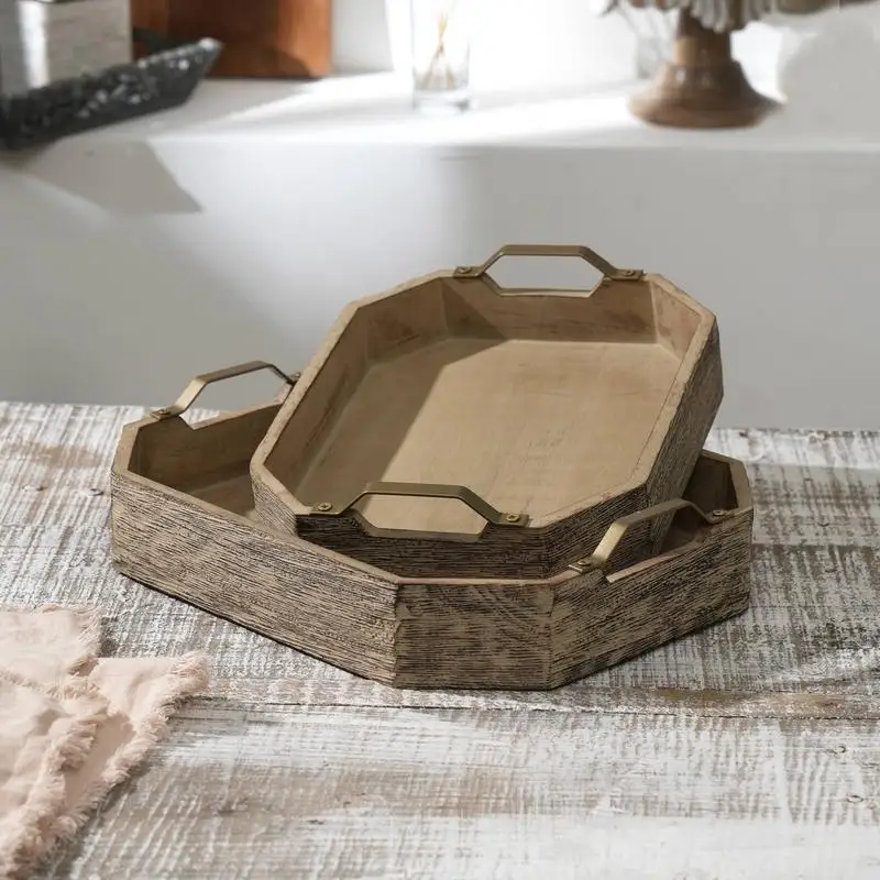 

Handmade Octagonal Mango Wood Serving Tray for Decor and Entertaining