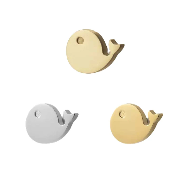 Brass Fish Whale Shape Cabinet Knobs Children's Room Furniture Handles Kitchen Cupboard Bathroom Dresser Hardware Pulls