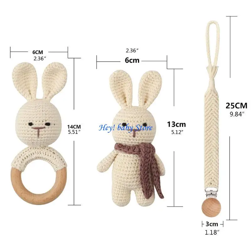 

Q1FE Baby Rattle Teether Set Baby Shaker Pacifier Clips Grab Shaking