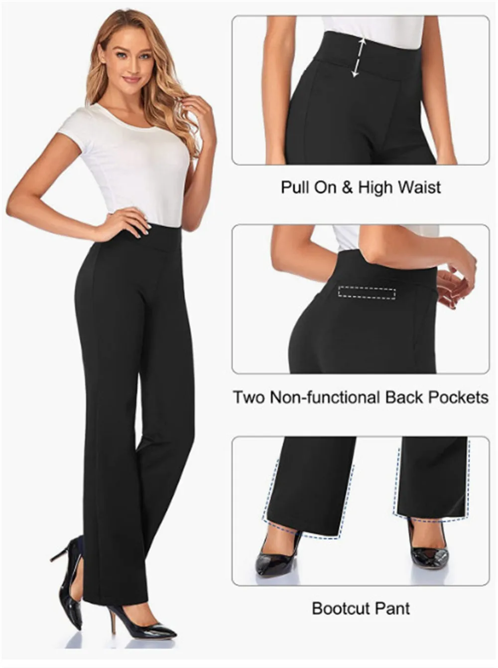 Flare Dress Pants for Women Work Casual Office Tummy Control Business Casual 4 Way Stretch Pants Work Casual Bell Bottom