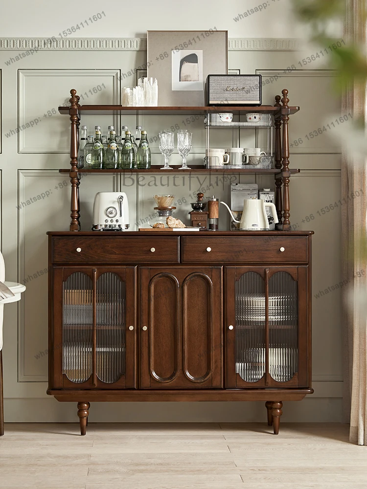 

Solid wood sideboard French vintage storage living room against the wall High side wine cabinet