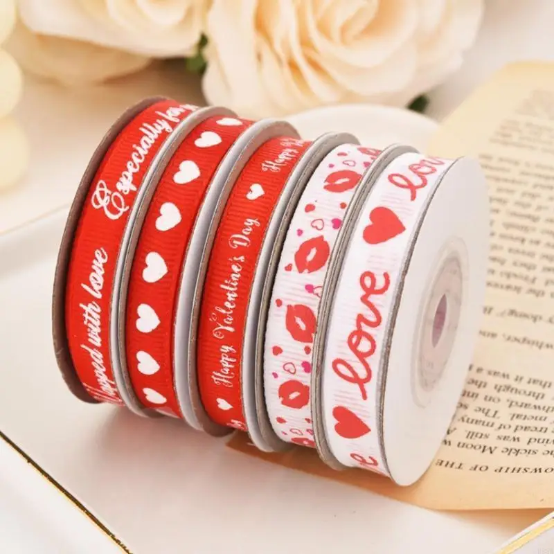 P88A Valentines Ribbon Birthday Ribbon For Wreaths Heart Ribbon For Gift Wrapping