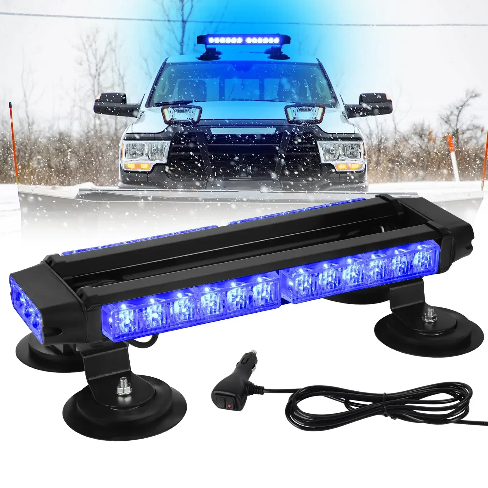 30LED Car Emergency Strobe Lights Led Roof Top Signal Warning Lamp Trucks Car Flashing Light Four Side Light Source 12V/24V