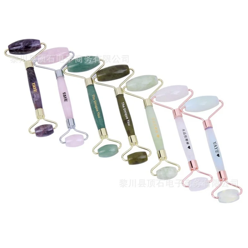 Rodillo masajeador de jade natural más vendido en Europa y América, rodillo de cristal para masaje, instrumento de belleza para ojos de jade, venta al por mayor
