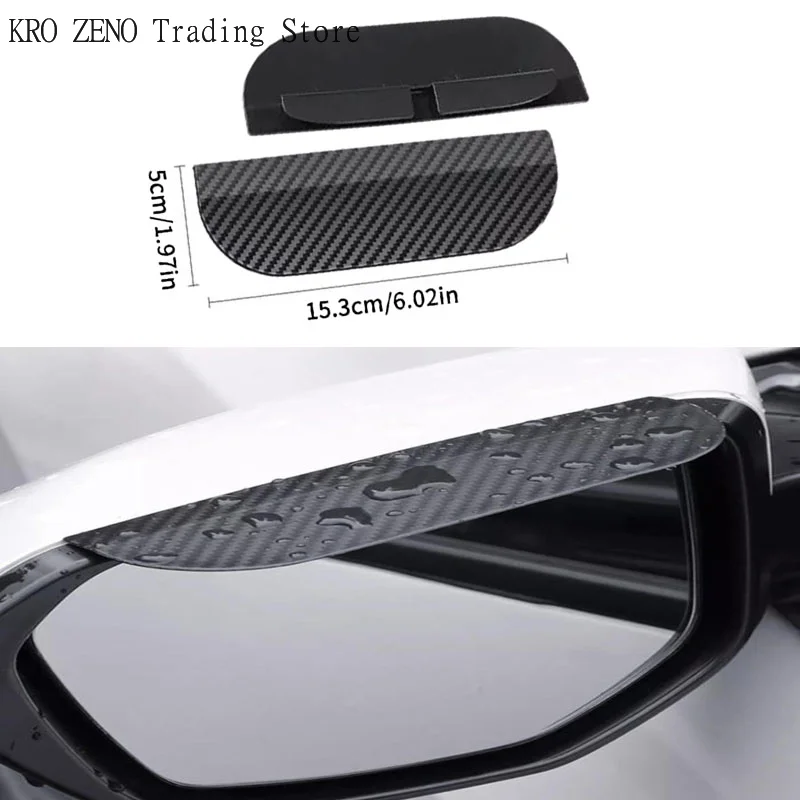 2Pcs Car Rearview Mirror Universal Rain Eyebrow Carbon Fiber Pattern Car Rain Shield Reversing Mirror Rain Cover Car Accessorie