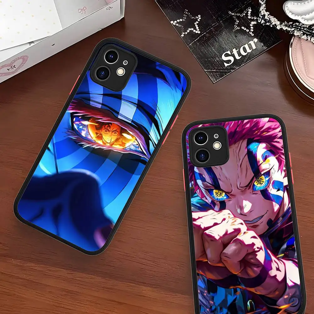 

D-Demon S-Slayer Akaza For IPhone 16 15 14 13 12 11 Pro Max X XS MAX Plus Translucent Black Phone Cover