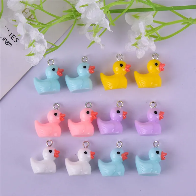 Mix 20pcs/lot  Little Duck  Animal  Resin Charms  for DIY Jewelry Making Wholesale Bulk Jewelry Accessory 15*19mm