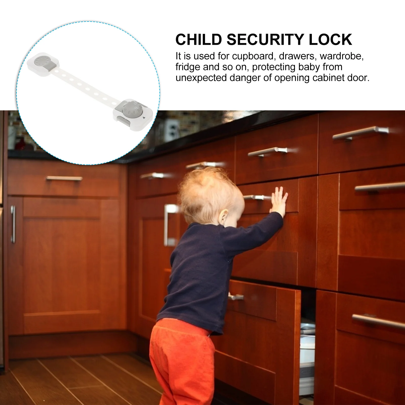 2 قطعة سلامة لخزانة قفل أمان الطفل متعدد الوظائف واقية الطفل اليد قفل آمن درج خزانة الملابس #6