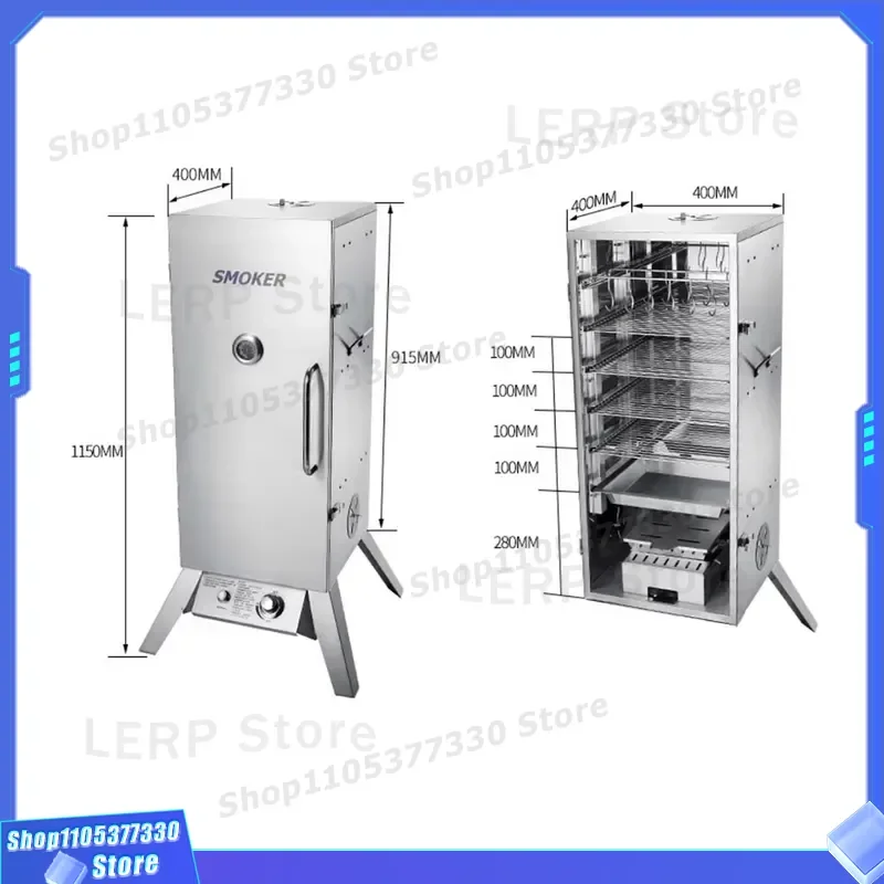 4 Layer Stainless Steel BBQ Mesh Smoker Rack for Fish Sausage Meat Gas Oven Machine with Hook Design Heavy Duty Building Grid