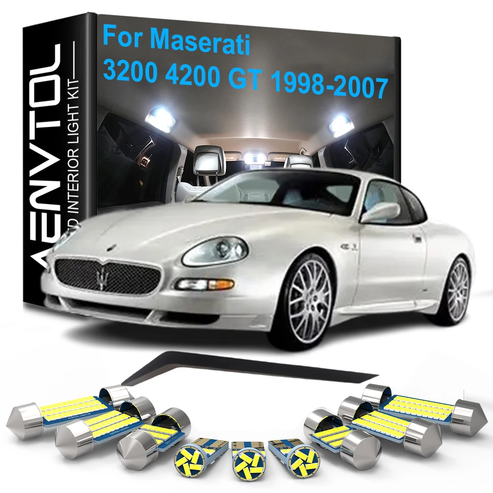 

9 шт. светодиодные внутренние фонари Canbus для Maserati 3200 4200 GT 1998 1999 2000 2001 2002 2003 2004 2005 2006 2007 купольная лампа багажника для чтения