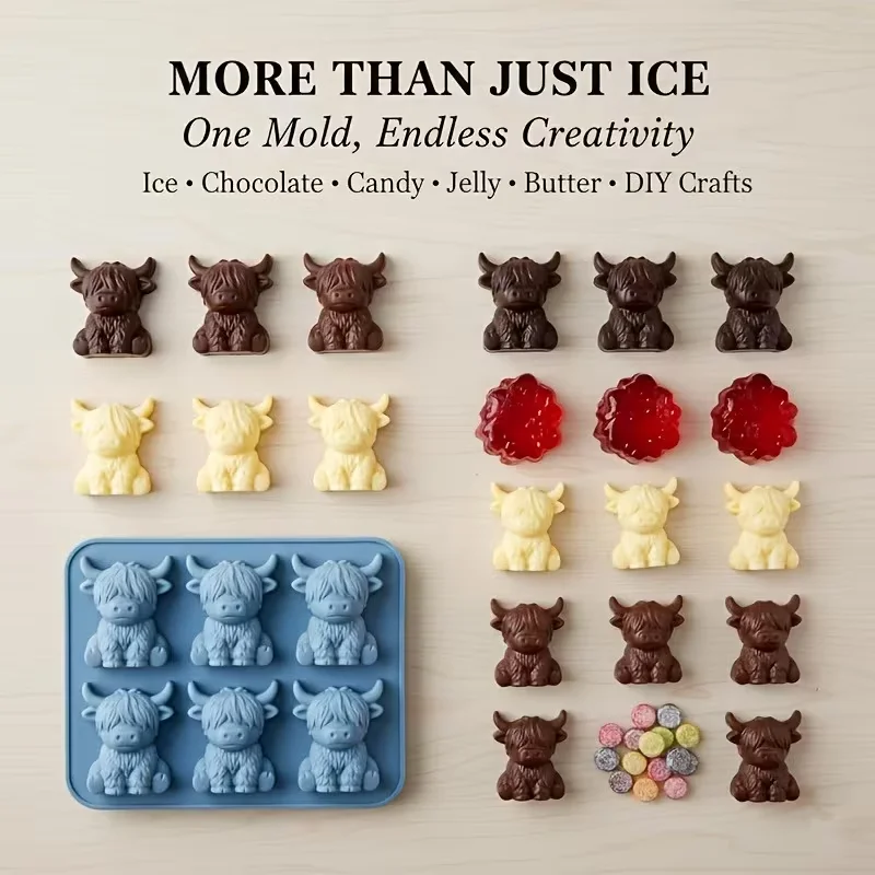 Mini Highland Cow Candle Mold, 3D Cute Silicone Pattern, Reusable and Also Suitable for Soap, Etc.