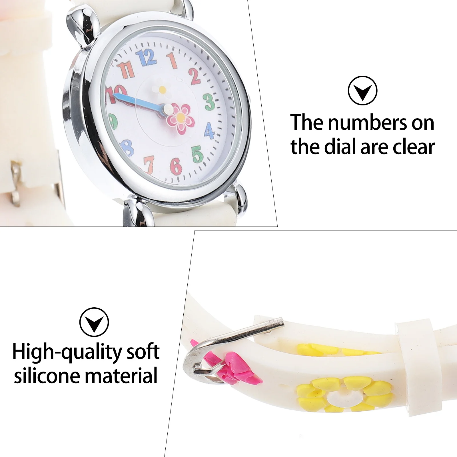 ساعة يد أنماط زهرة لطيفة، مادة عالية الجودة، سهلة القراءة، حزام قابل للتعديل، هدية جميلة #4