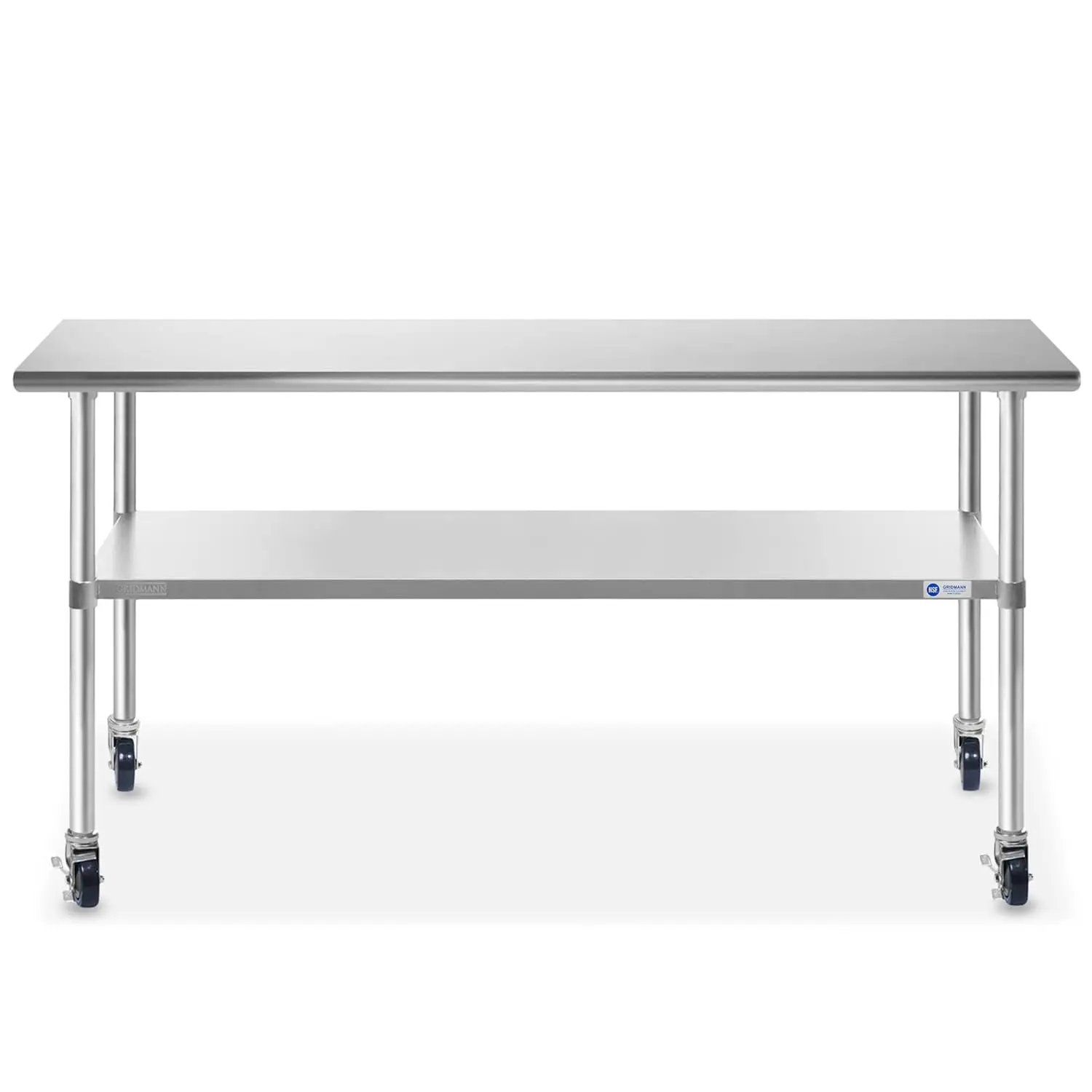 Stainless Steel Work & Prep Table 60 x 30 Inches with Caster Wheels and Under Shelf for Restaurant, Home, Hotel