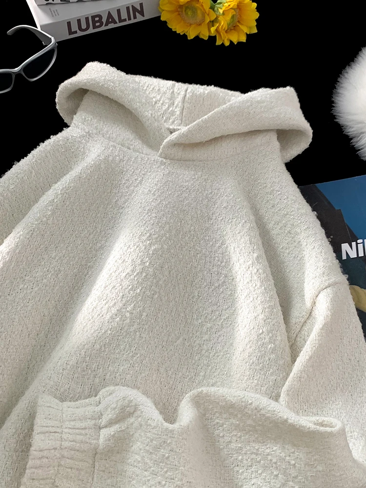 

Мужская вязаная толстовка оверсайз с капюшоном, весна-осень, модный брендовый повседневный уличный стиль, свободный крой, парные модели