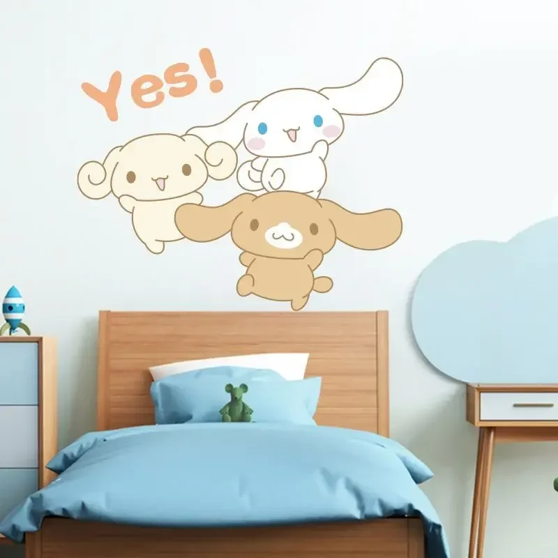 Sanrio-pegatina impermeable diy Cinnamoroll, animación periférica Kawaii, pintura decorativa, pegatina de pared autoadhesiva, regalo para niños