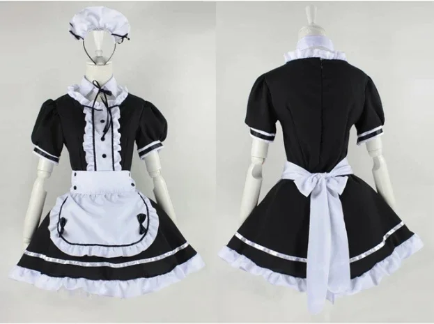 2025, süßes Lolita-Dienstmädchen-Kostüm, französisches Dienstmädchen-Kleid für Mädchen, M-5XL, Übergröße, Halloween-Kostüm, Kellnerin, Dienstmädchen-Party, Bühnenkostüme