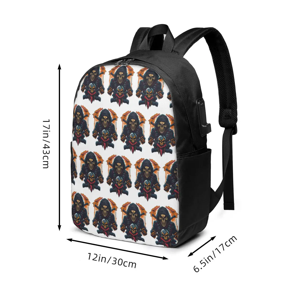 Skeleton Motorcyclist Backpack Travel Notebook Bag Computer College Student School Bag Laptop Shoulder Bags for Men Women