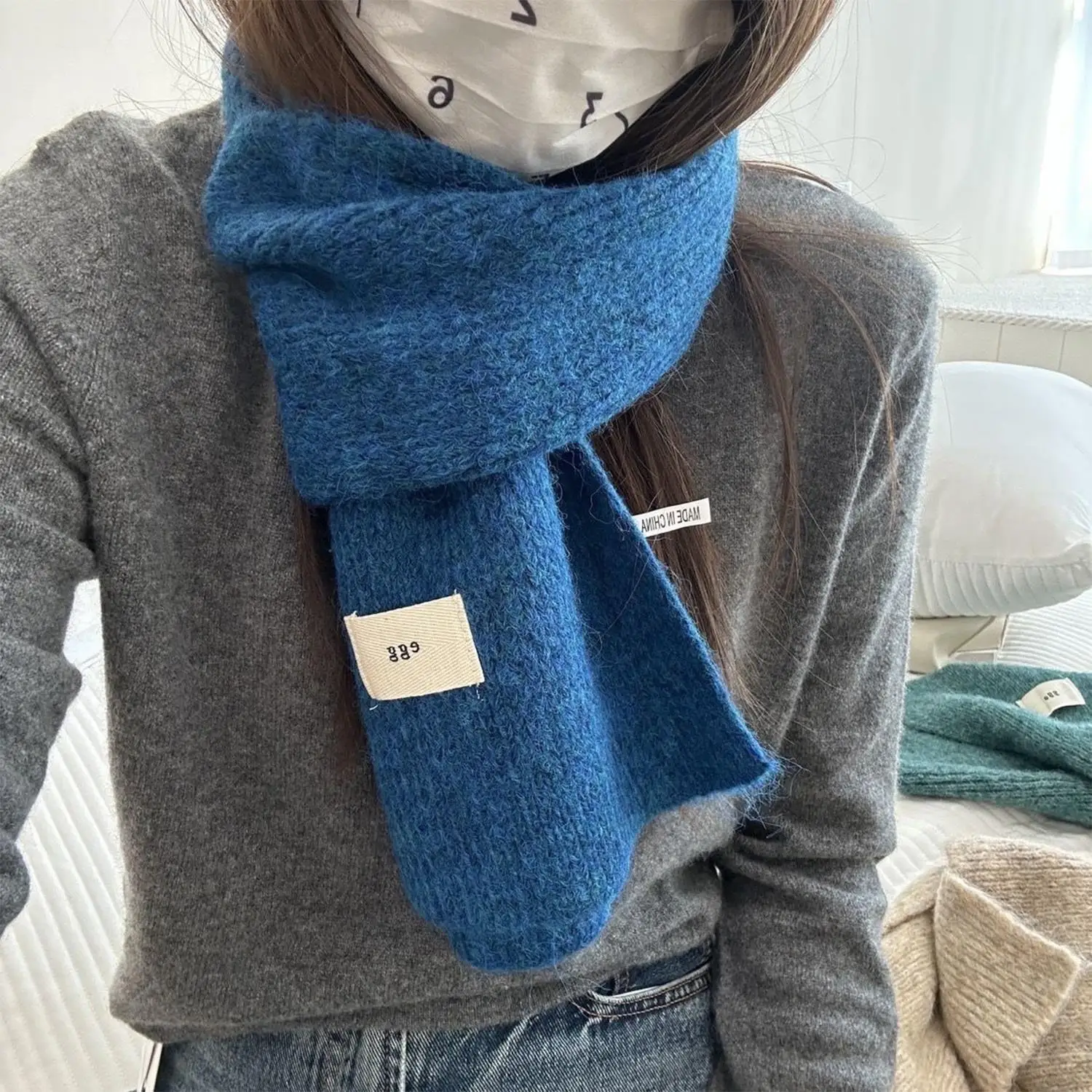 

Women Cashmere Scarves Lady Winter Thicken Warmer Soft Pashmina Shawls Wraps Female Pure Color Knitted Long Scarf for Women