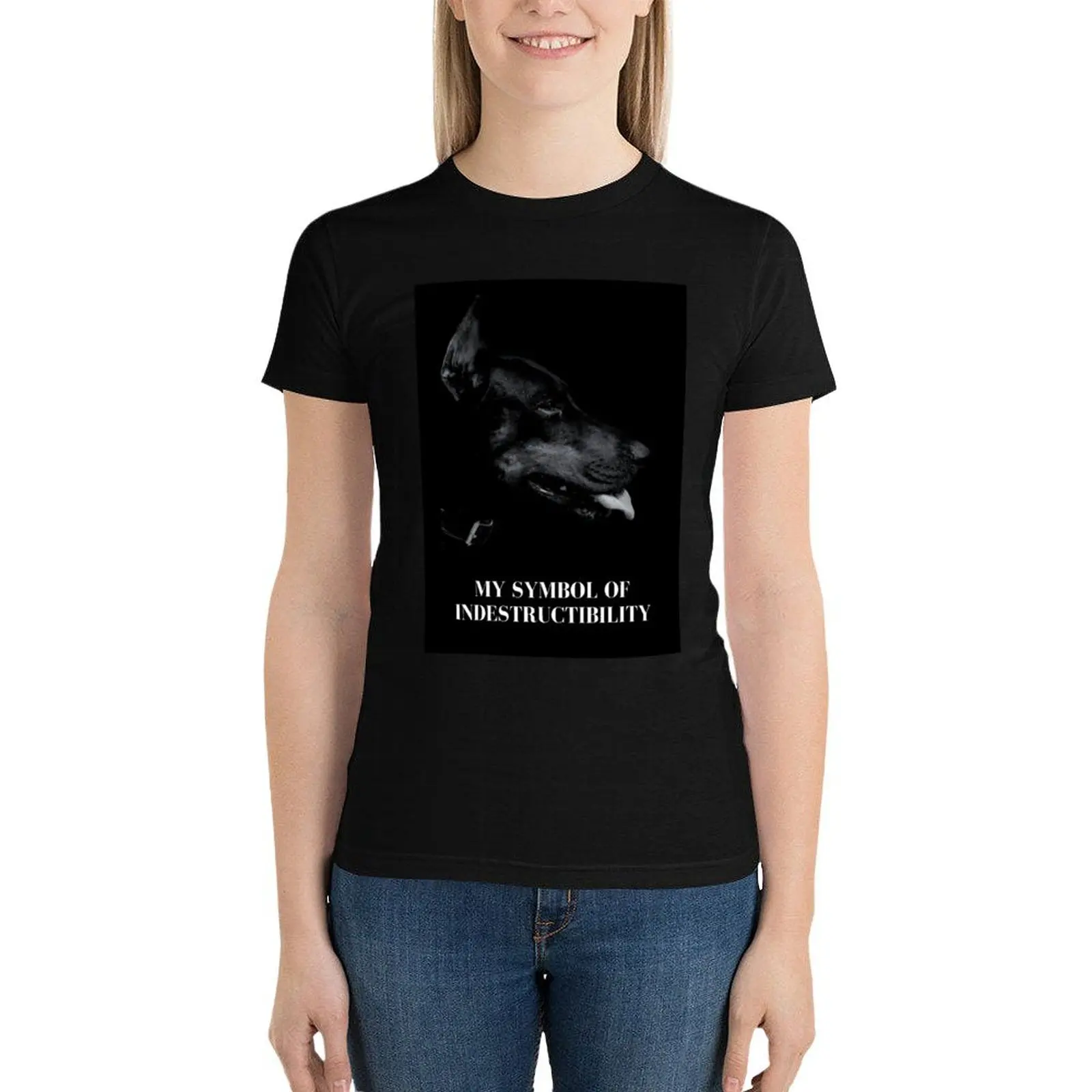 Doberman black and white photography T-Shirt shirts graphic tees sports fans Female clothing tops for Women