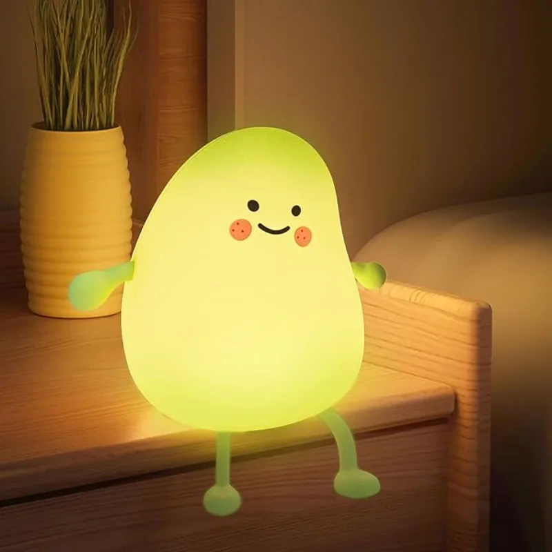 Xiao Qing Mang Night Light Avocado Bed Light Squeezing Toy Bedroom Stress Reducing Light Yellow Green USB Charging
