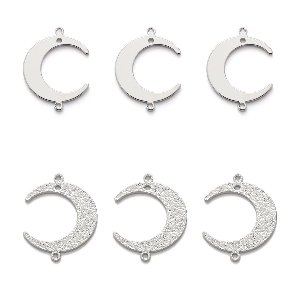 10Pcs Brass Crescent Moon Connectors Silver Plated 3 Holes Links For DIY Earrings Bracelet Necklace Jewelry Making Accessories