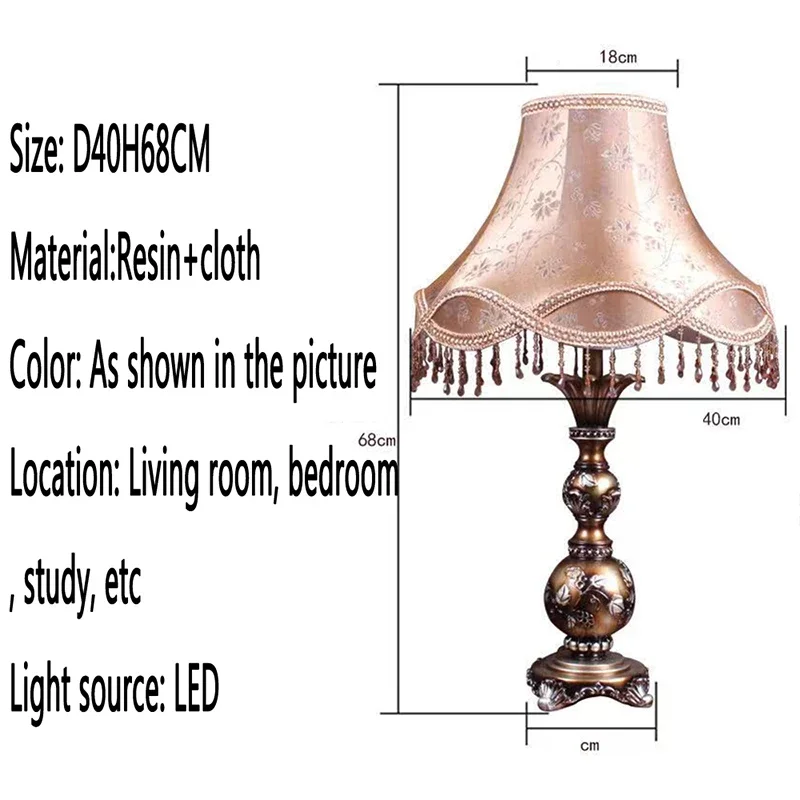 APRIL European Table Lamp Luxurious Living Room Bedroom Study Villa Hotels LED Retro Creativity Bedside Desk Light
