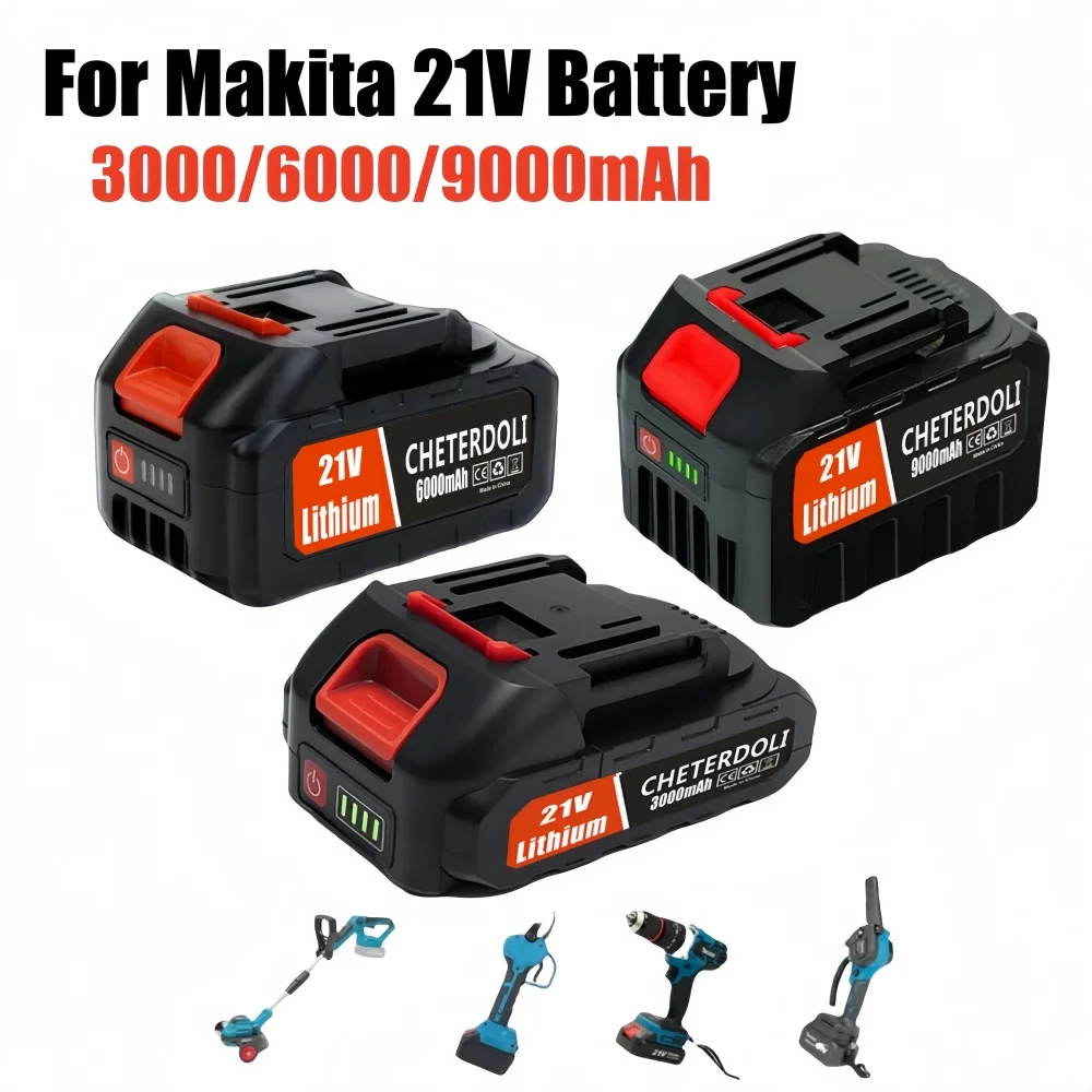 

For Makita 21V 9Ah 6Ah 3Ah Li-ion Battery for Power Tools Drills High Capacity Fast Charge Rechargeable with Protection Circuit