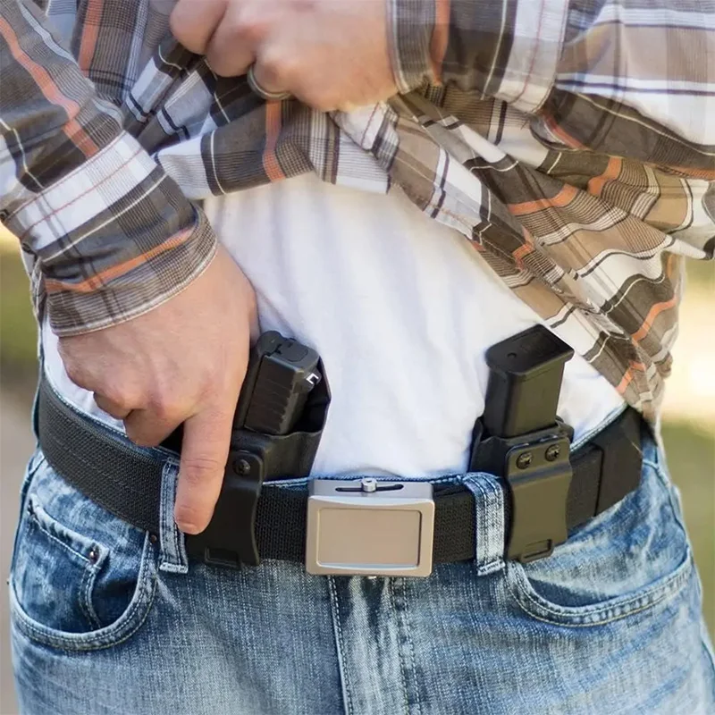 IWB OWB 9mm .40 universal Belt Clip Single Double Stack Magazine Pouch Holster Mag Carrier Holder for Pistol gun view 2