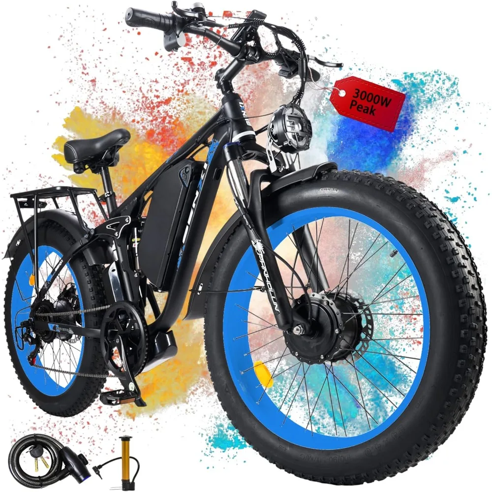 Suspension 3000W Ebikes 25AH, 38MPH, Peak Inch