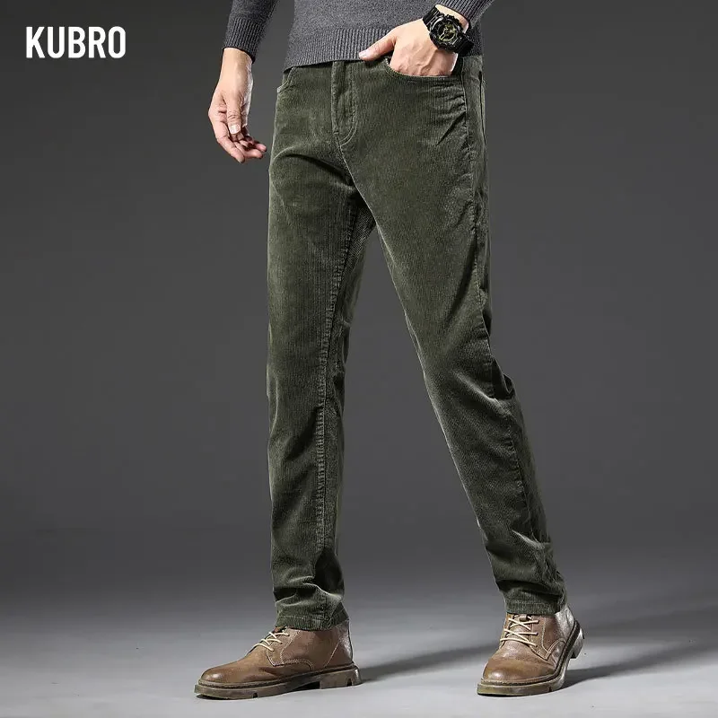 KUBRO-calça masculina larga estilo inglês, calça jeans confortável, casual de negócios, nova moda, alta qualidade, primavera, verão, 2023