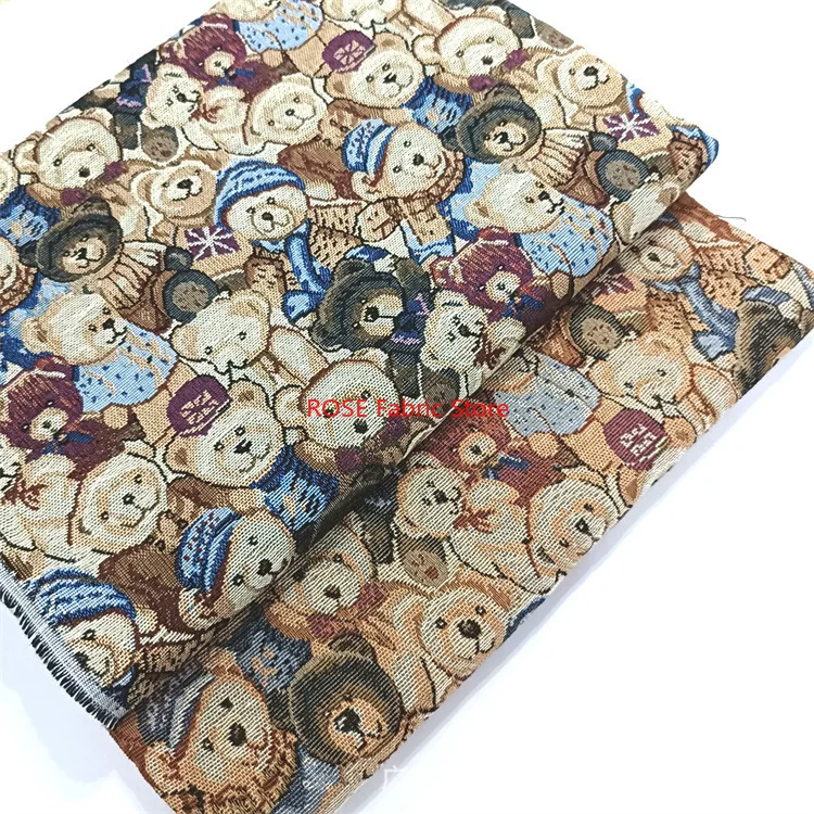 Cartoon animal jacquard fabric for girls dresses, coats, designer fabrics, bags, tablecloths, hats DIY fabric 1 meter