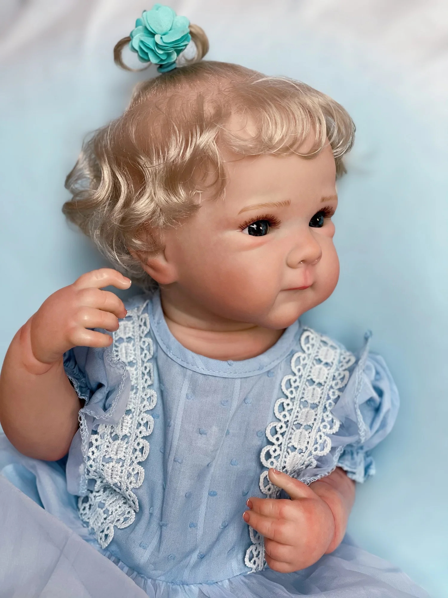 18-20 Zoll offene Augen Bettie Reborn Baby Mädchen Puppe wasserdichte Vinyl Puppe mit verwurzelten weißen Haaren handgemachte lebensechte echte Bebe Reborn