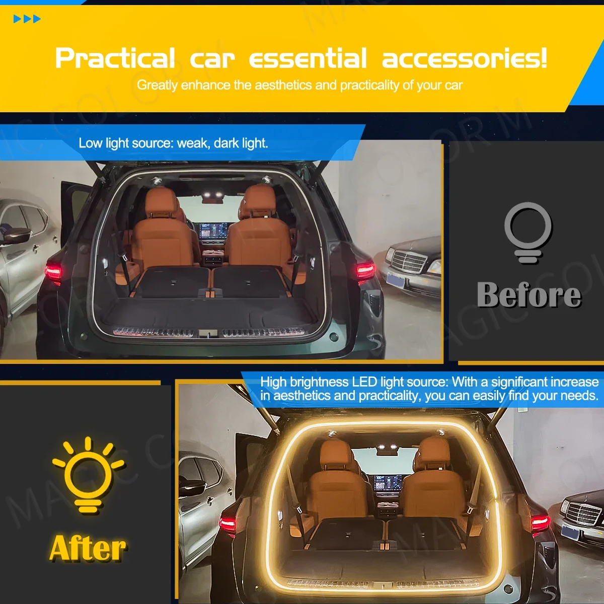 5M รถ Trunk Light สําหรับ Tesla 3 Y S X รถ Ambient ตกแต่งบรรยากาศโคมไฟ LED Strip Universal ultra-bright ภายใน