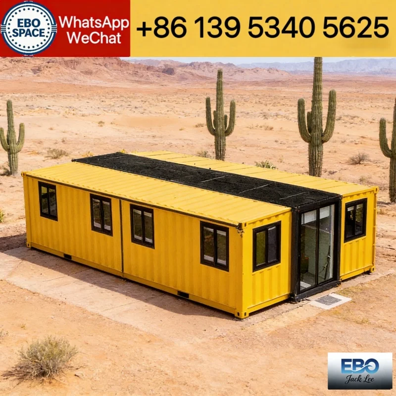 Compact 20ft modular foldable container cabin prefab outdoor villa waterproof structure quick setup includes kitchen bathroom i