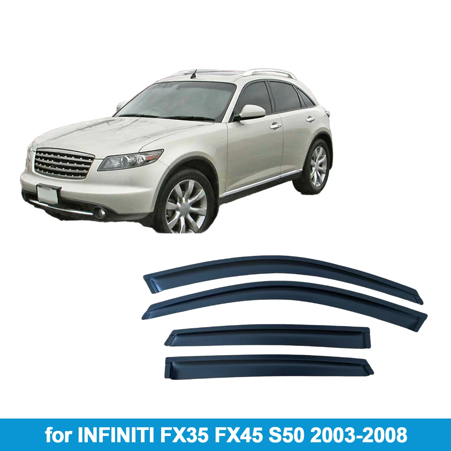 

Оконный козырек для INFINITI FX35 FX45 S50 2003-2008, защита от дождя, боковой дефлектор, защита от атмосферных воздействий, лента для наружного крепления