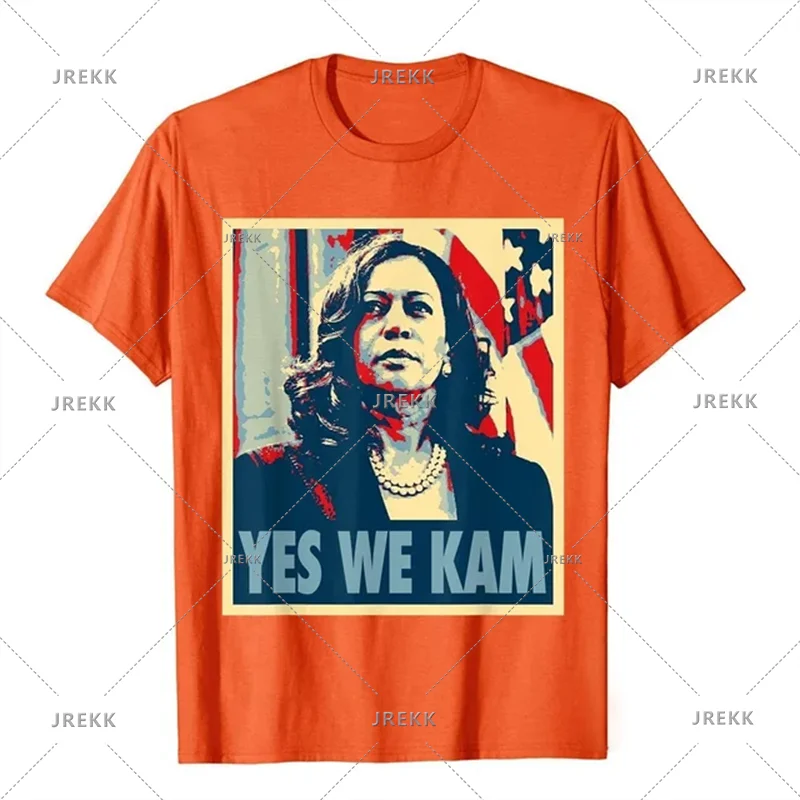 2024 American Kamala Harris T-Shirt Men Women United States Presidential Election Graphic T Shirts Yes We Kam Pattern Tee Shirt